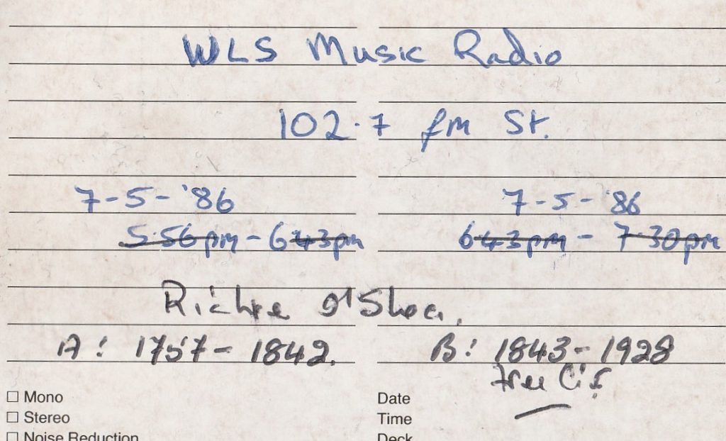 Richie O'Shea on WLS Music Radio