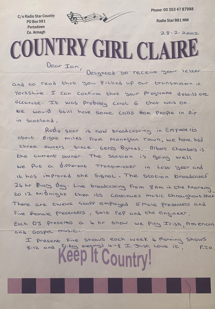 Border series: Country Girl Claire on Radio Star Country