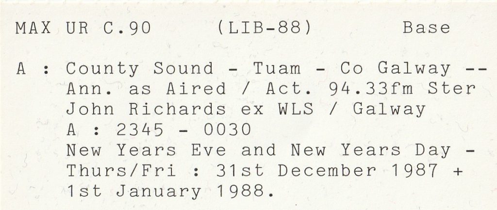 Galway's County Sound welcomes 1988