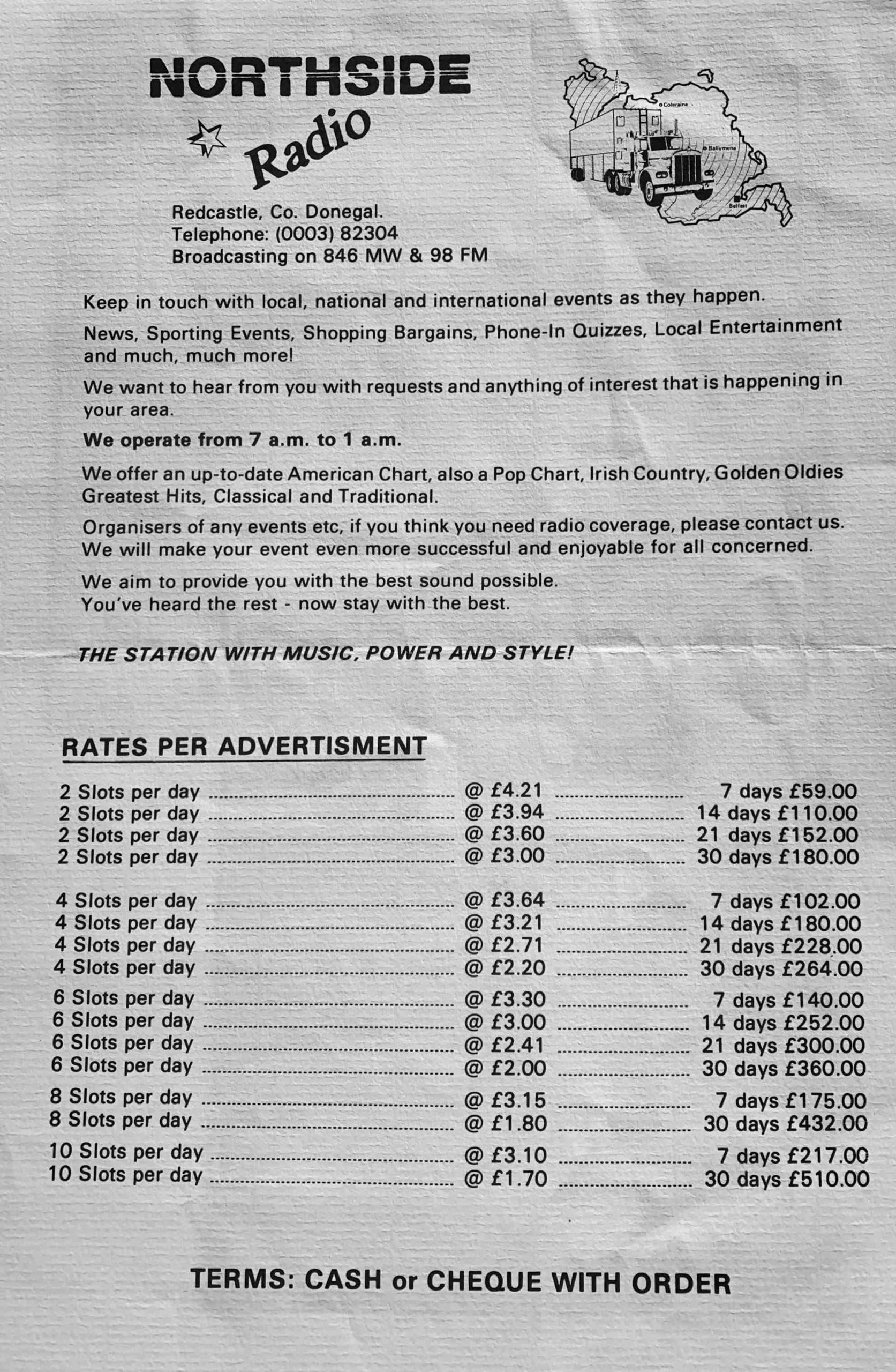 Radio Rate Cards Examples Border series: Radio North relaunches as Northside Radio - Irish Pirate ...